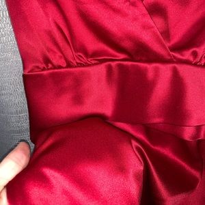 Red satin wrap around blouse